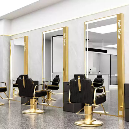 HJ Barber Shop Mirror Quick Cut Special Mirror Hair Salon Internet celebrity hair salon Full Lamp Mirror