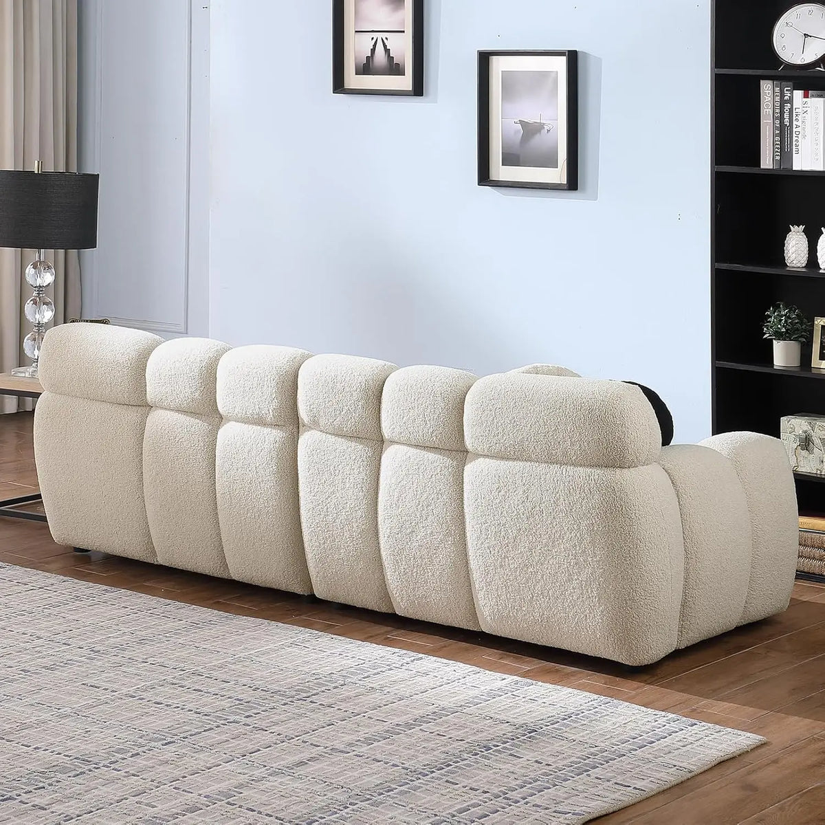 Boucle Sofa for Living Room, Cloud Couch with Solid Eucalyptus Frame & Cloud Pillow, Mid Century Modern Couch -Customized