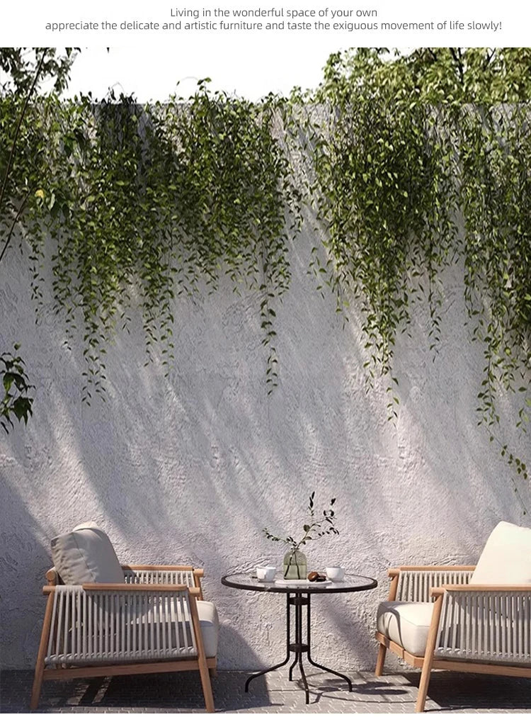 Outdoor Sofa Teak Outdoor Balcony Courtyard Rope Weaving Outdoor Tea Table Combination Garden Solid Wood Furniture