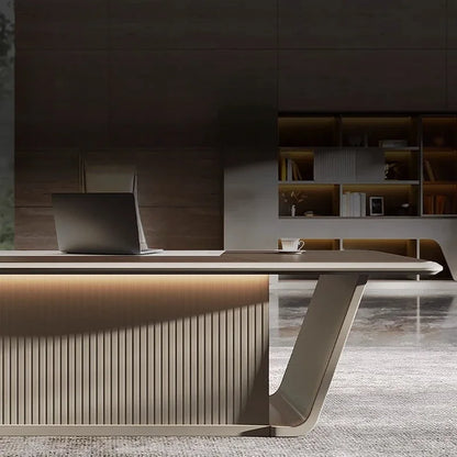 High Quality Light LuxuryOffice Desk Boss L Shaped Work Manager Computer Desks Executive Shelf Escritorio Oficina Furniture