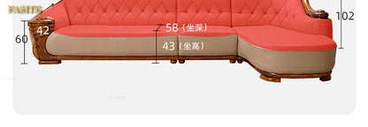 European leather sofa corner combination home high-end luxury living room new Chinese first layer cowhide solid wood