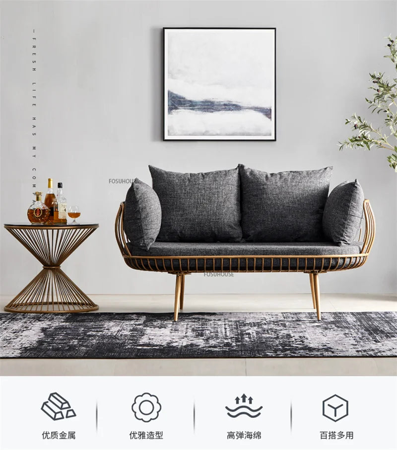 Living Room Furniture Bedroom Light Luxury Minimalist Single Sofa Chair Lounge Chair Nordic Wrought Iron Living Room Chairs