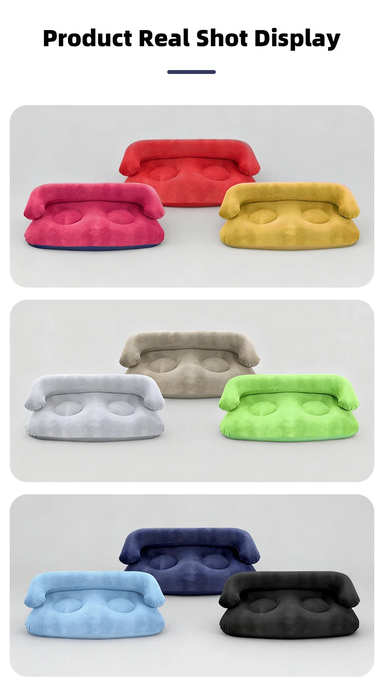 Double Inflatable Air Sofa Two-Seater Lazy Couch Heavy Duty Leak Proof Inflatable Lounge Furniture Indoor Outdoor Camping