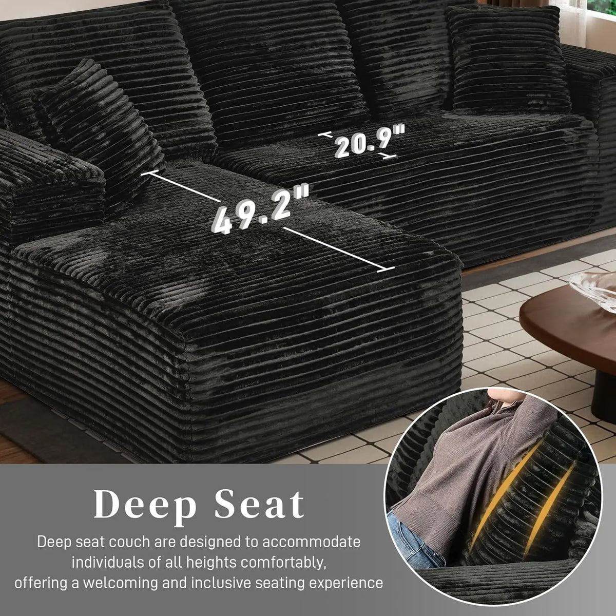 Unisofa Luxury Nordic Corner L Shaped Sectional Bedroom Living Room Use Frameless Compressed Spring Boneless Sofa