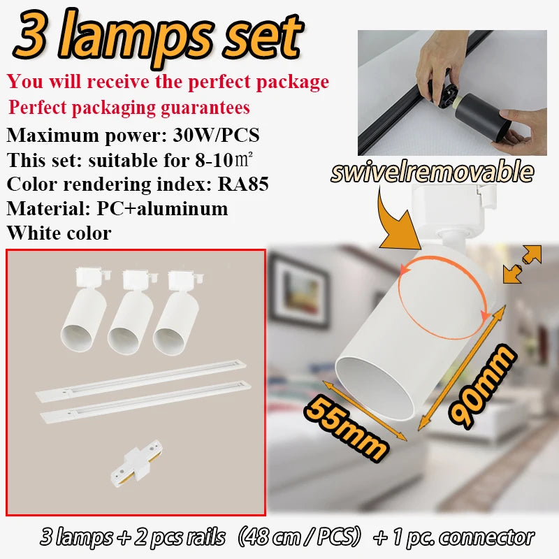 gu10 Light Fixture GU10 Track Light Set Smart Spotlights Replace Dimming Rail Lighting Kitchen Spot Light ceiling 110V Light