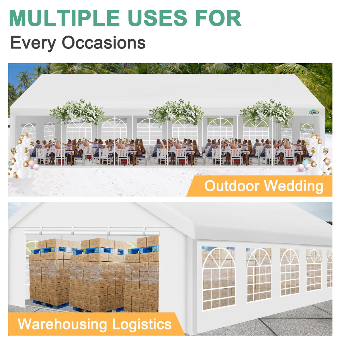 20×40FT Party Tent Heavy Duty, Wedding Tent, Event Tent for Parties, with 8 Removable Sidewalls,20×40FT Tent Carpas Para Fiestas