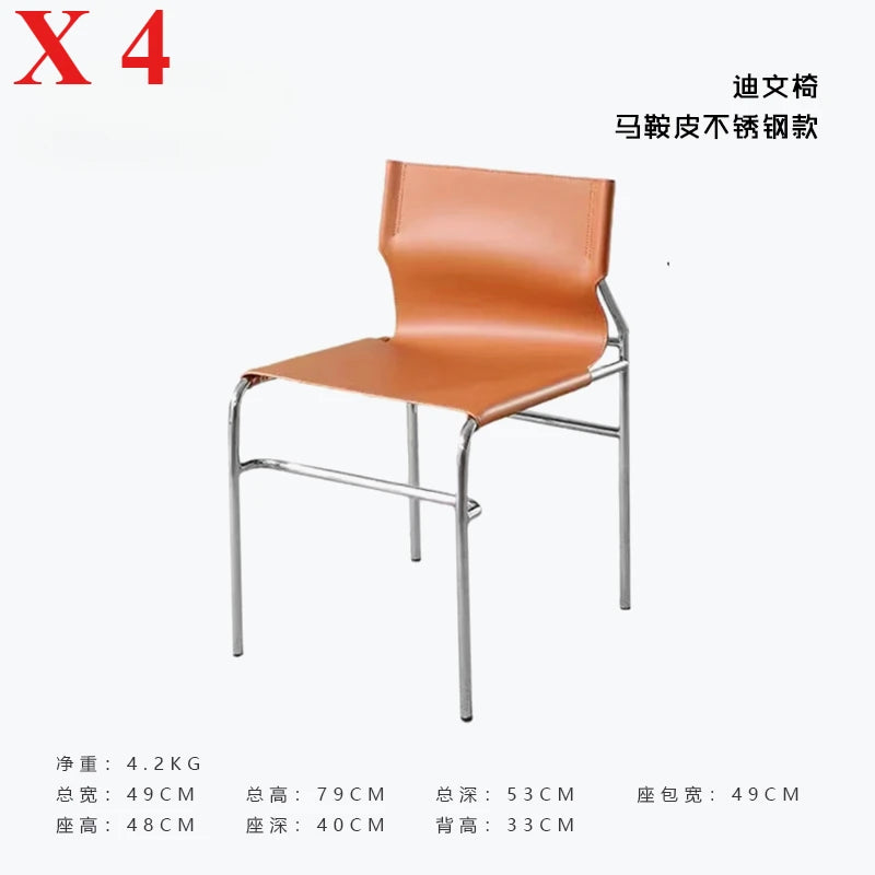 Italian Simple Saddle Chair, Bauhaus Design Dining Chair, Stainless Steel Backrest Chair, Wholesale Available, Home Furniture