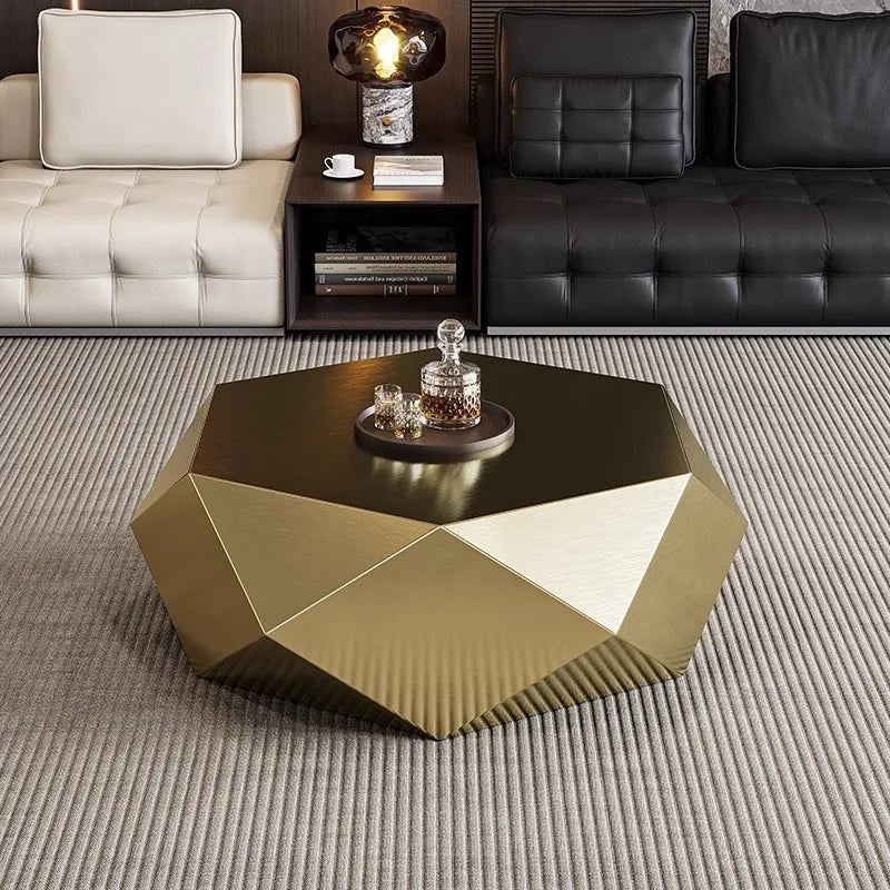 Italian minimalist gold diamond coffee table designer high-end small apartment modern simple special-shaped light luxury living