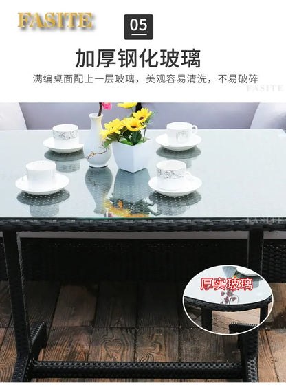 Rattan woven sofa combination terrace leisure outdoor rattan furniture garden courtyard waterproof