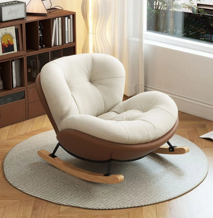 Cozy Snail Wooden Rocking Chair for Balcony and Living Room Lazy Large Rocking Sofa Chair for Leisure Time in Living Room