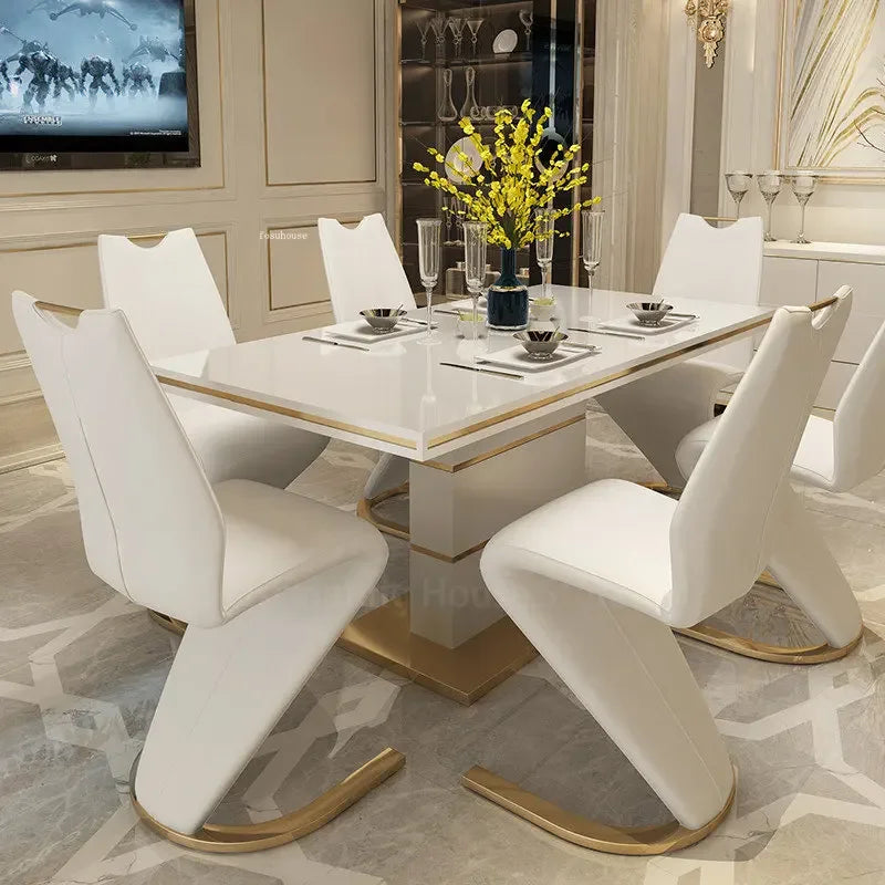 2 Pieces Chairs Modern Simple Z Shape Dining Chair PU Leather Home Living Room Chair Only Chairs L W