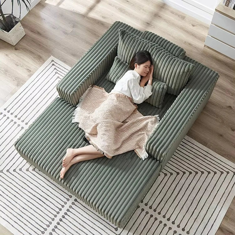 Modern Luxury New Striped Velvet Fabric Single Seat Compression Sofa with Ottoman Space-Saving for Living Room Bedroom
