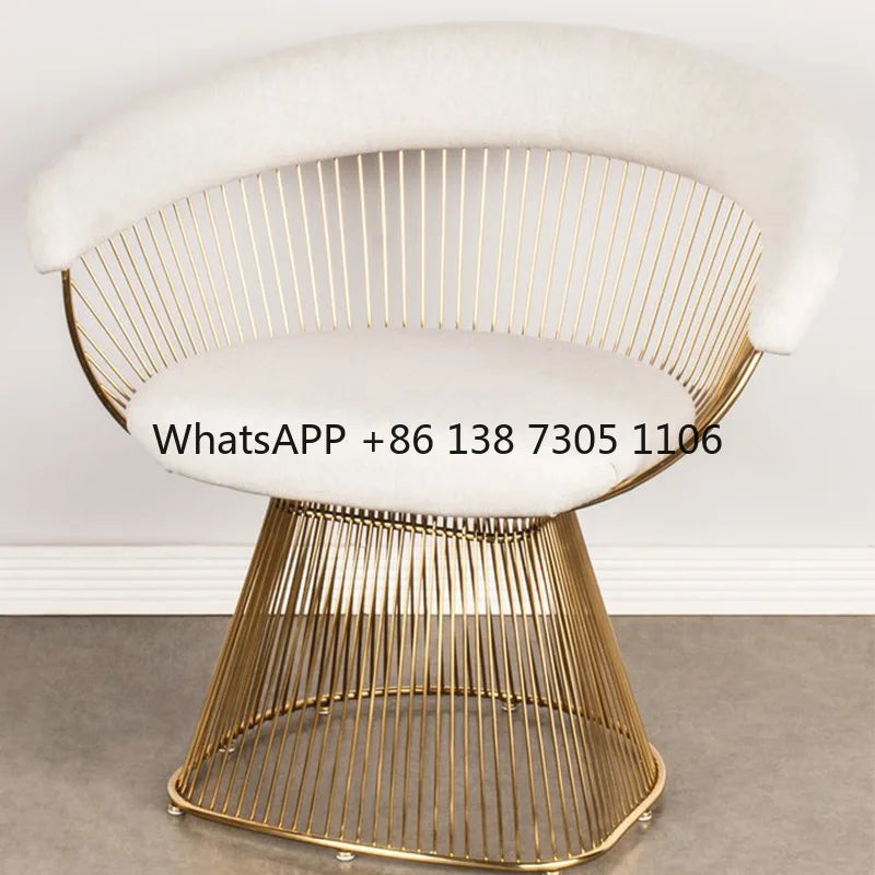 High-end stainless steel dining chair single sofa chair designer home living room wrought iron balcony