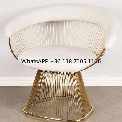 High-end stainless steel dining chair single sofa chair designer home living room wrought iron balcony