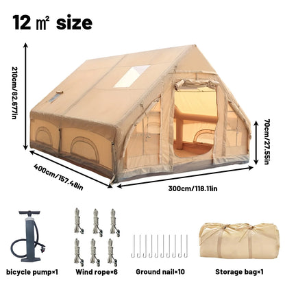 PAKICETUS Inflatable Tent With Skylight, Quick Setup Blow Up Tents With Pump, 4-6 PersonOutdoor Family Luxury Tent