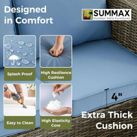 8 Pieces Patio Furniture Sets with Metal Top Coffee Table,All Weather Wicker Rattan Sectional Sofa