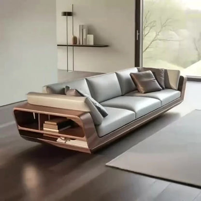 Italian minimalist, solid wood Nordic simple sofa living room villa hotel high-end straight row