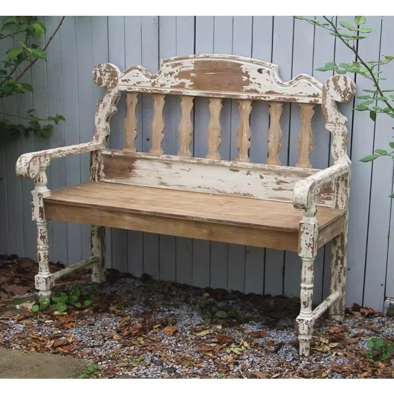 Patio Wooden Bench, 4 Ft Foldable Acacia Wood Garden Bench, Outside Loveseat with Curved Backrest，Balcony Furniture