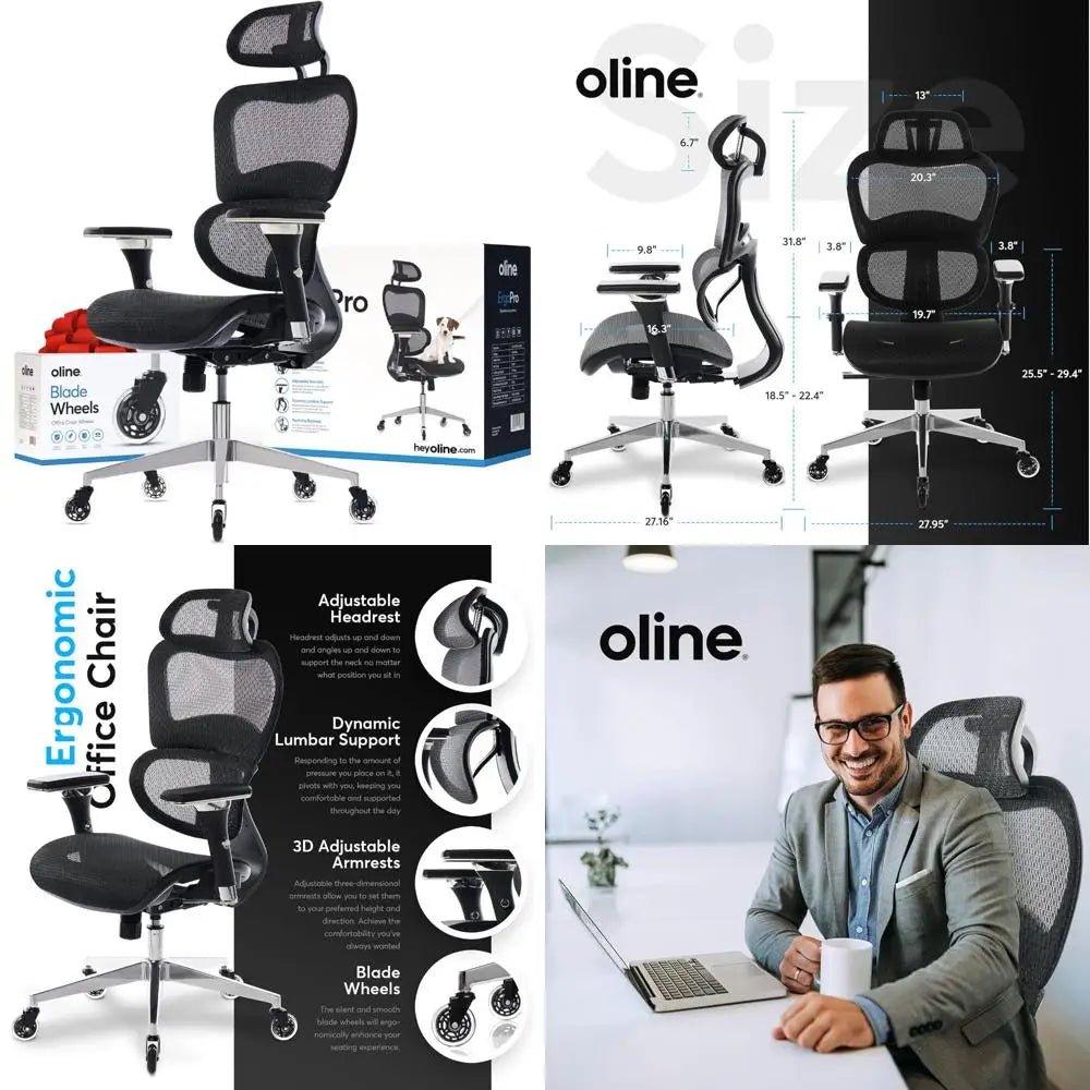 Ergonomic Office Chair with Adjustable Armrests, Lumbar Support, and Mesh Material
