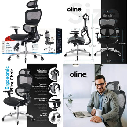 Ergonomic Office Chair with Adjustable Armrests, Lumbar Support, and Mesh Material