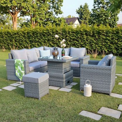 Factory Direct Sell Garden Corner Set Modern Wide Rattan Furniture Outdoor Lounge Sofa Set with Lift Table