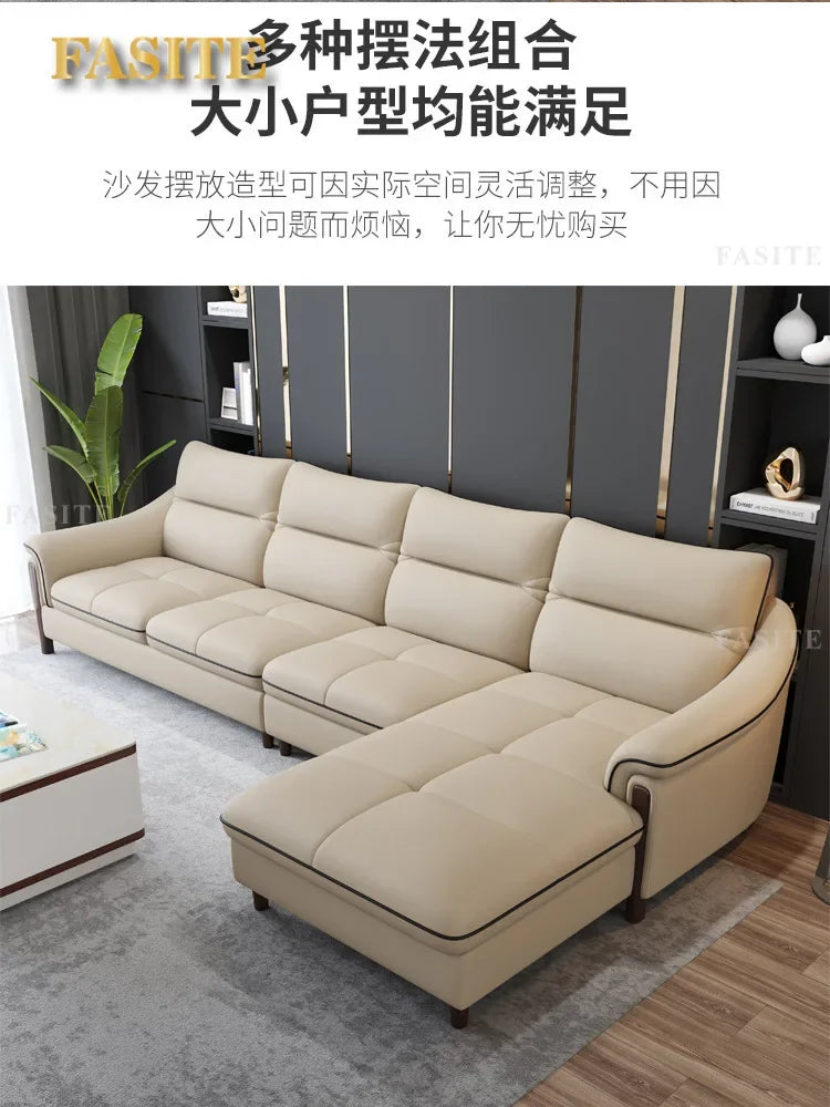 Sofa living room simple modern one layer cowhide corner combination furniture