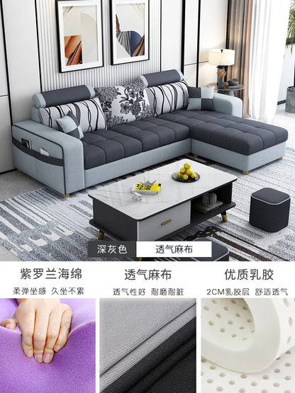 Modern simple fabric sofa living room household small apartment light luxury combination set