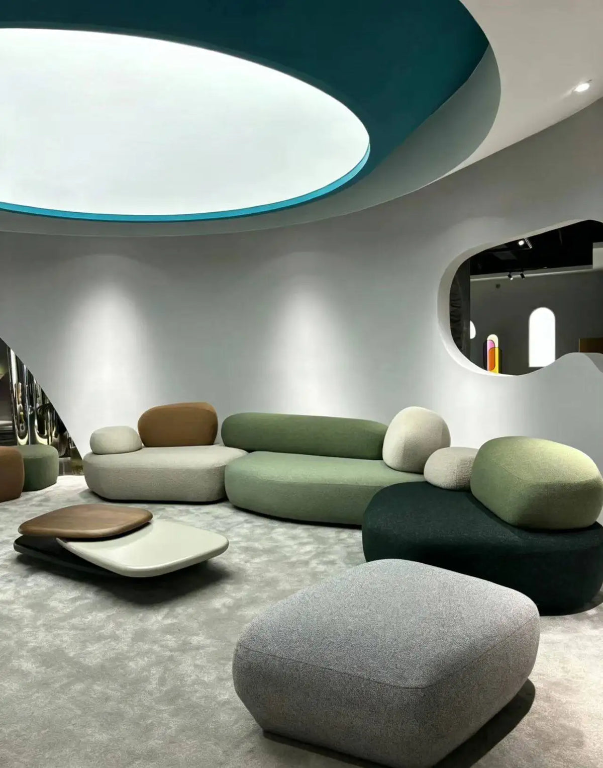 Italian minimalist pebble art sofa villa large flat living room special-shaped module fabric sofa Internet celebrity
