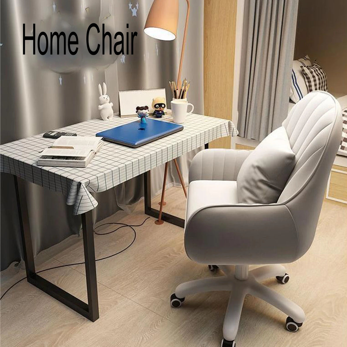 Home Office Chair Computer Chair with Mid-Back Upholstered Modern Tufted Task Chair Swivel Height Adjustable Velvet Chair.