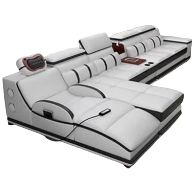 Massage Modern Leather Sofa Luxury Multi Functional Italian Recliner Sofa Couch Puffs Divano Da Soggiorno Living Room Furniture