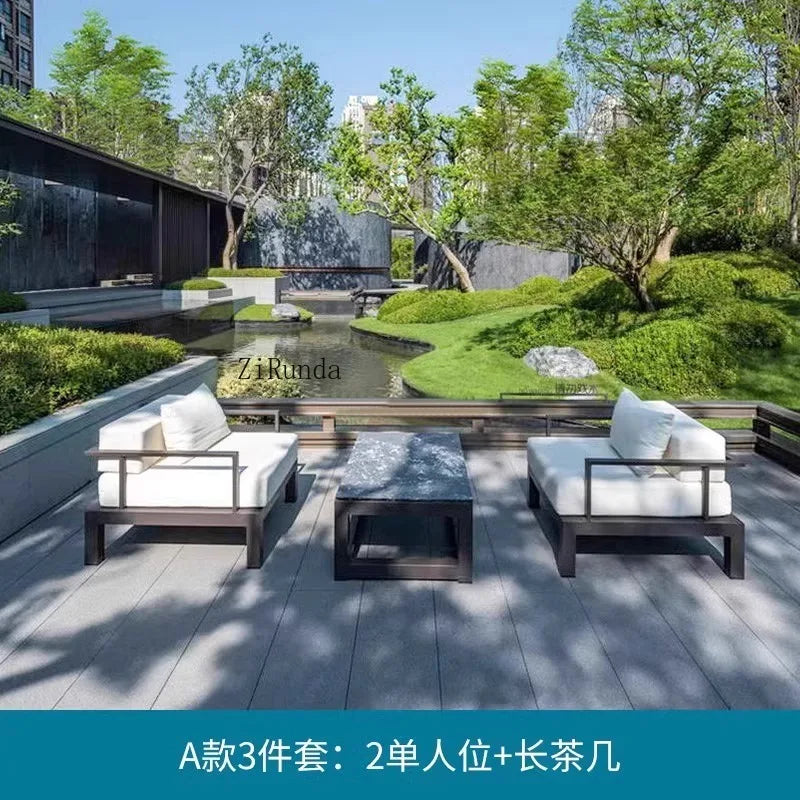 Outdoor sofa aluminum alloy outdoor waterproof sunscreen leisure sofa chair