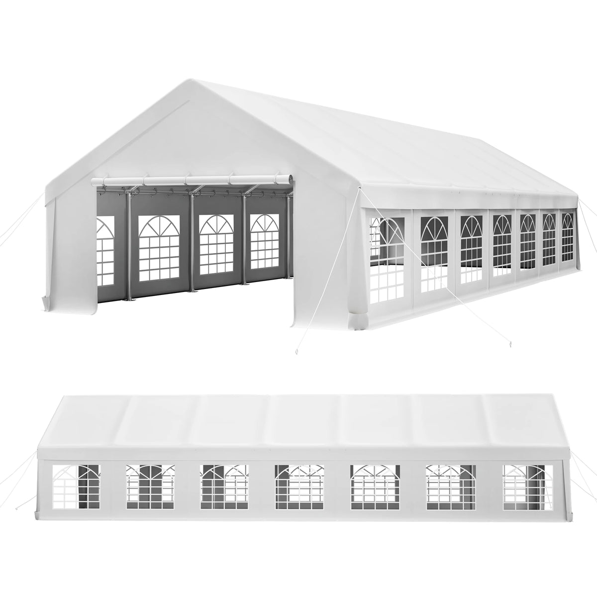 20x50FT Heavy Duty Party Tent Waterproof Wedding Canopy Tent Transparent Windows Double Doors Steel Frame For Outdoor Event Market Carport