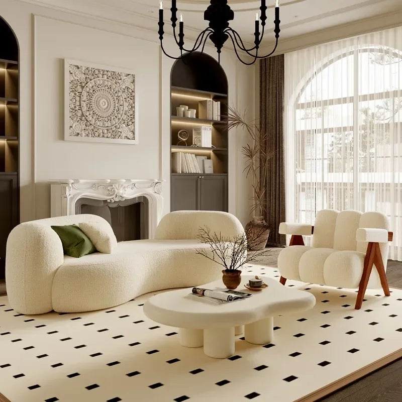 Cream wind sofa, new reception curved sofa in the living room