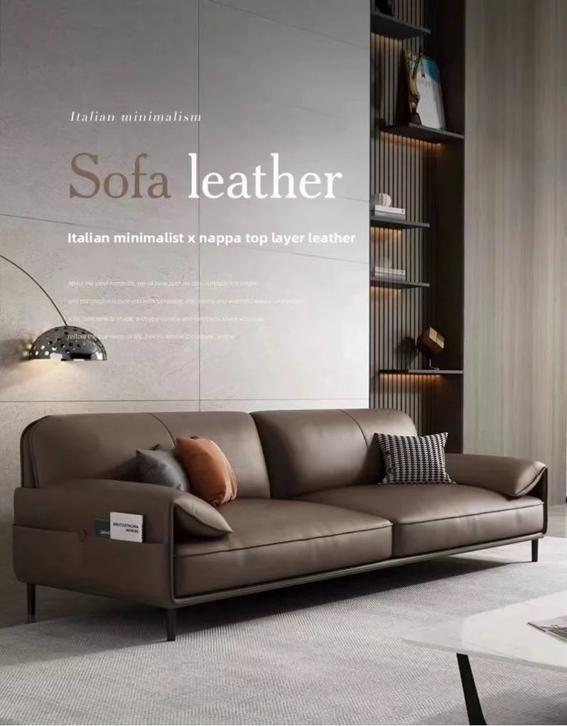 Simple Modern Office Sofa Coffee Table Set Luxury Genuine Leather Three-Seater for Business Meeting Reception Living Room Hotel
