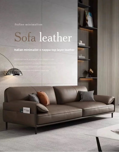 Simple Modern Office Sofa Coffee Table Set Luxury Genuine Leather Three-Seater for Business Meeting Reception Living Room Hotel