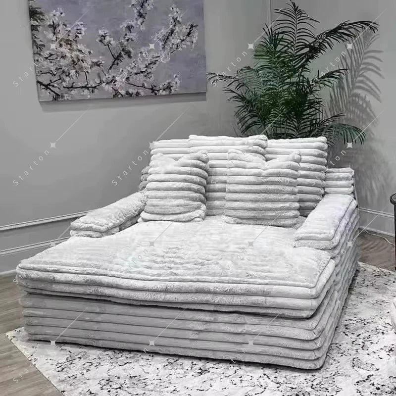 Modern Vacuum Compressed Sofa Plush Corduroy Sectional Sofa Living Room Bedroom Recliner Lazy Sofa Bed Furniture Packing in Box