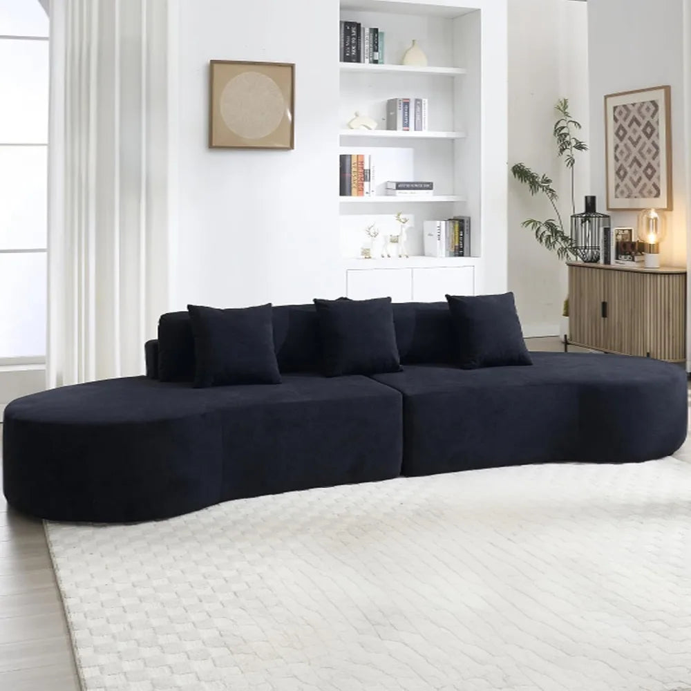 Luxury Oversized Curved Sectional Sofa Modern Living Room 4 Seater Cloud Couch TerryCloth Boneless Comfort