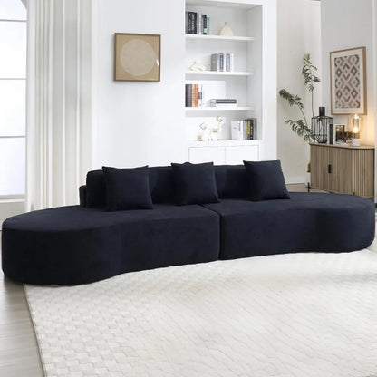 Luxury Oversized Curved Sectional Sofa Modern Living Room 4 Seater Cloud Couch TerryCloth Boneless Comfort