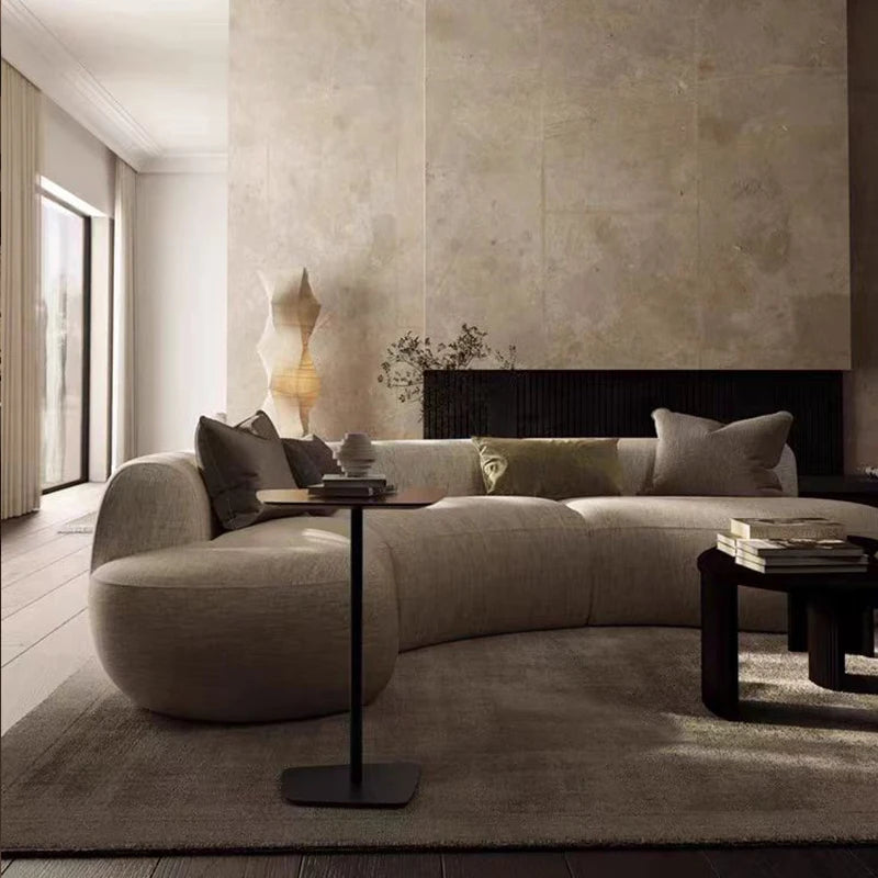 Italian light luxury wabi sabi circular curved sofa minimalist special-shaped corner large apartment living room model