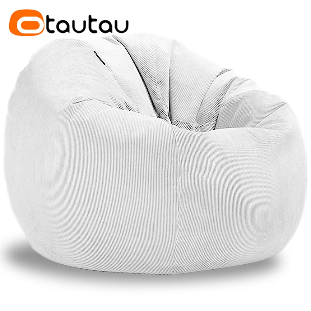 OTAUTAU Adults Children Corduroy Bean Bag Cover Without Filler Beanbag Pouf Chair Puff Salon Corner Seat Game Movie Sac DD005
