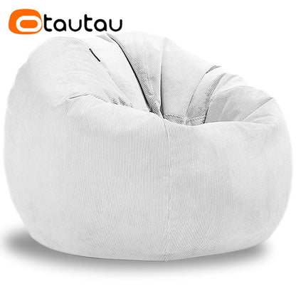 OTAUTAU Adults Children Corduroy Bean Bag Cover Without Filler Beanbag Pouf Chair Puff Salon Corner Seat Game Movie Sac DD005