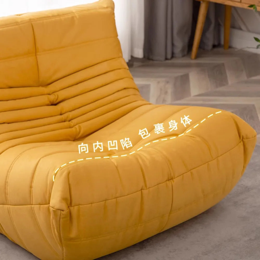 Lazy sofa, togo caterpillar sofa, light luxury, simple Internet celebrity creative chair, suede freehand space recliner