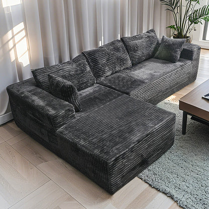 Sofa Relax in Comfort  Cloud-Like Corduroy Sectional Sofa with Chaise and Built-In Storage