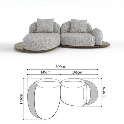 Living Room Coffee Table Designer Creative Three-person Log Style Furniture Modern Simple Modern Morocco Fabric Sectional Sofas