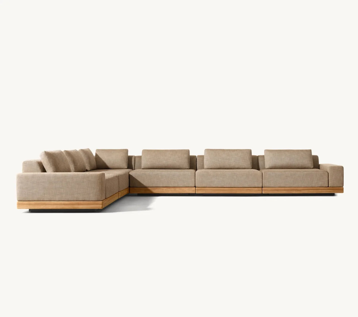 Modern Luxury All Weather Patio Garden Hotel Pool Sofa Set Outdoor Leisure Solid Wood Furniture Teak Modular Sofa L-Sectional