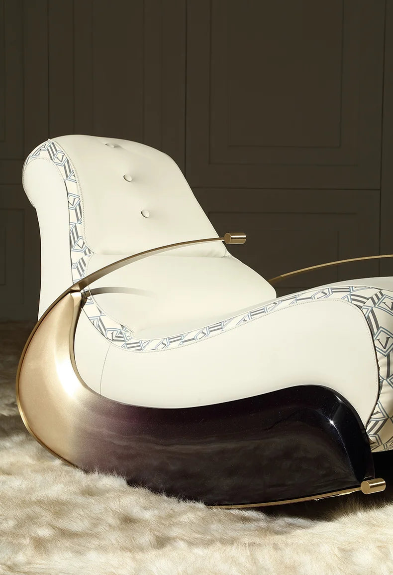 Modern Italian light luxury rocking chair leather recliner leisure single sofa rocking