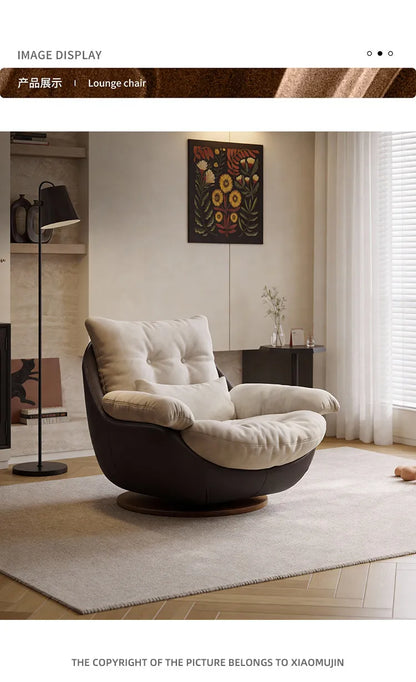 Swivel Cross Legged Chair Accent Armchair For Living Room Lounge Comfy Floor Chair Nordic Chaise Wabi Sabi Lazy Sofa