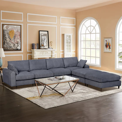 121" Modular Sectional Sofa Couch L Shaped Upholstered Sofa With Chaise Cushion Oversized 6 Seater Couches Sofas For Living Room