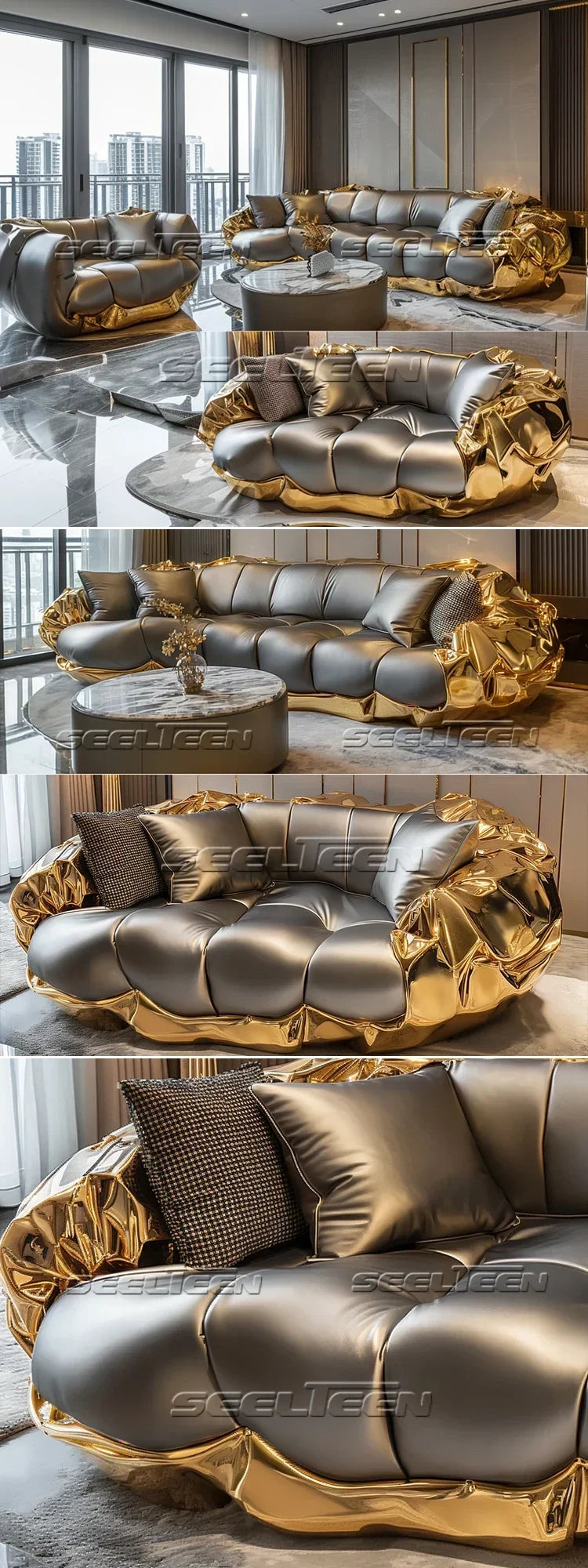 Special Design Living Room Funiture Comfortable Set Leather Black Sofa Hot sales