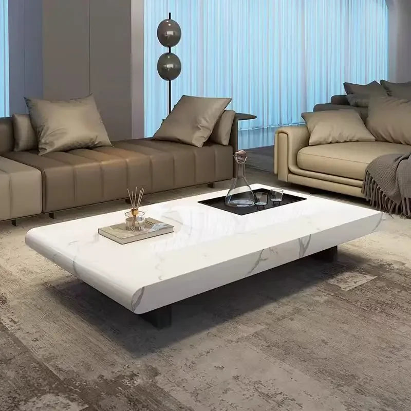 53 Italian Minimalist Snow Mountain White Modern Living Room Rectangular Oval Marble Coffee Table